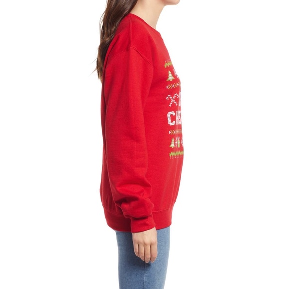 Phenomenal Graphic Christmas Sweatshirt Crew Neck Pullover Red Size M NEW - Picture 4 of 9